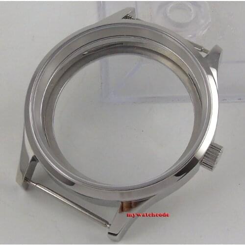Polished 43mm Sterile Steel Watch CASE Sapphire Glass fit ETA 6498 6497 Movement