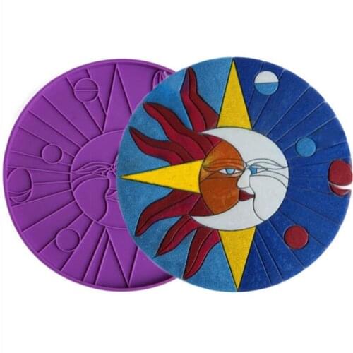 Transparent Silicone Mould Resin Decorative DIY Sun Moon God Coaster Mold epoxy resin molds for jewelry