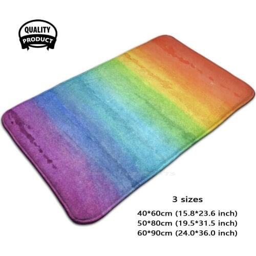 Rainbow Watercolor Paint Splash 3D Soft Non-Slip Mat Rug Carpet Cushion Watercolor Splash Hipster Iridescent Rainbow Texture