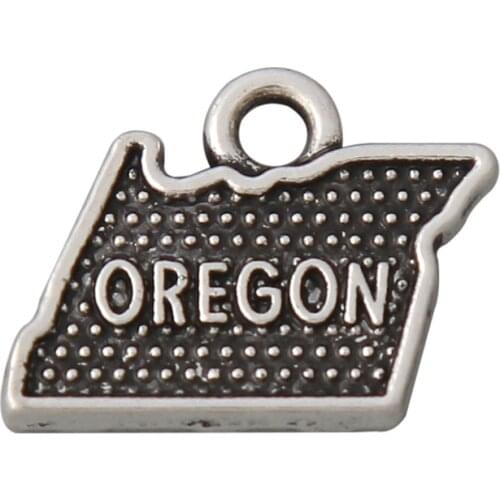 RAINXTAR Alloy Map Charms Oregon Vintage State Map Charms 12*15mm 50pcs AAC802