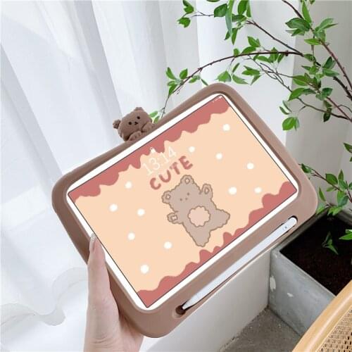 Cartoon Bear Rabbit Silicon Back Cover With Stand Holder For iPad Mini 1 2 3 4 Retine Kids Case for 7.9 inch iPad Mini 1 2 3 4 5