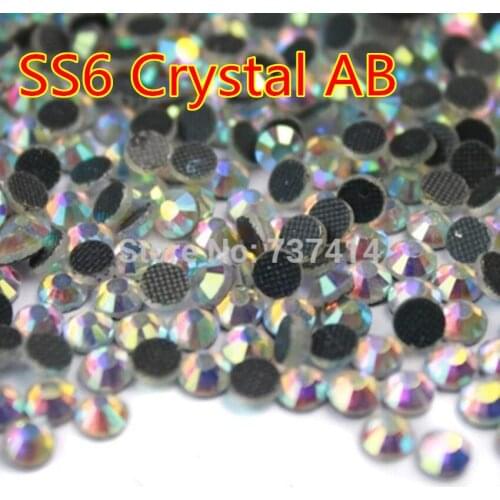 Ss6(1.9-2mm) 1440pcs Crystal Clear White AB DMC Hotfix Rhinestone Flat back Iron On Hot Fix Strass For Transfer Designs