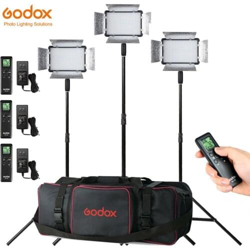 Free DHL Godox LED Light 3X LED500LRC 3300-5600K Video Light + 200cm Light Stand + CB-05 Carry Bag Video Studio Lights