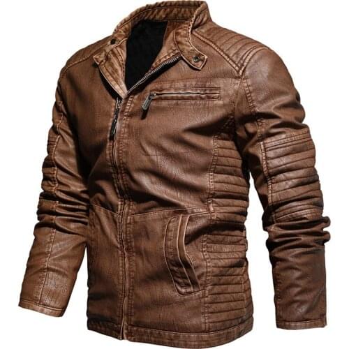 Warm Fleece Faux Leather Jackets Men High Quality Classic Motorcycle Bike Cowboy Jacket Coat Male Plus Velvet Thick Coats Man