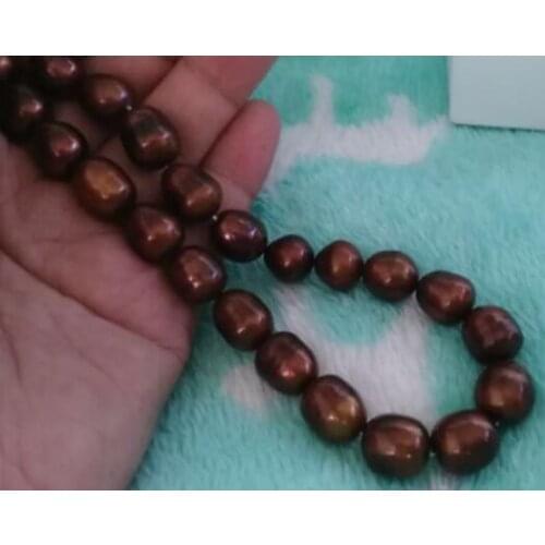 Gorgeous 10-11mm tahitian baroque chocolate pearl necklace 18"925s