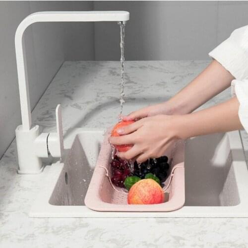 Retractable Plastic Washing Basin Sink Water Basket Sink Frame Asphalt Kitchen Supplies Sink Washing Basket, 4 Colors