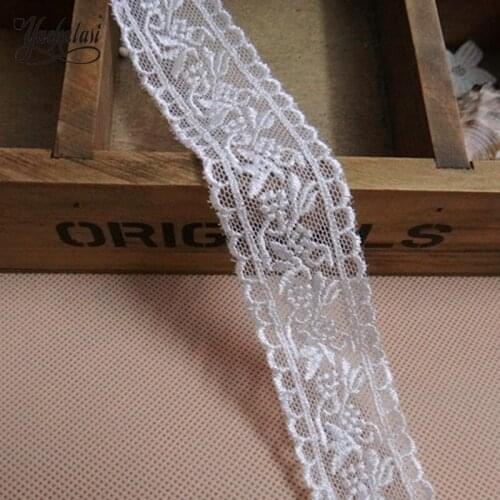 YACKALASI 15Yards/Lot Cotton Embroidery Lace Flower Scalloped Lace applique Sewing Garment Accessories free shipping 2.3cm