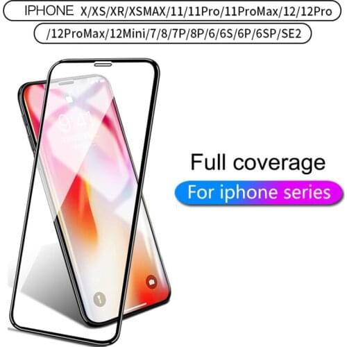 10D Protective Glass For iPhone 12 Mini 11 Pro MAX X XS 6 6S 7 8 Plus Glass Screen Protector For iPhone XR SE2 Tempered Glass