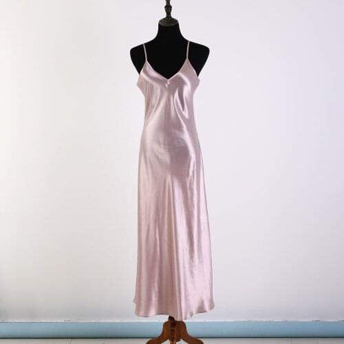 Women SleepWear Night Dress 100% Silk 22 MM Long Mulberry Silk Free Shipping World Wide