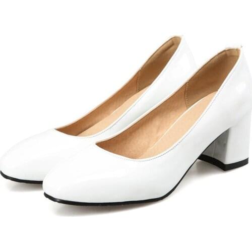 Big Size Simple shoes with square head ladies high heels women shoes woman pumps