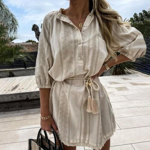 2021 New Women Dress Lightweight All-match Drawstring Waist Slim Sexy Waist Tie Ruffle Dress Easy to Wear for Party