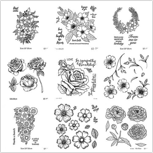 10x10cm Love Flowe Clear Stamps Transparent Seal Silicone Seal TPR Christmas Wedding Roller Stamps DIY Scrapbook Album Card