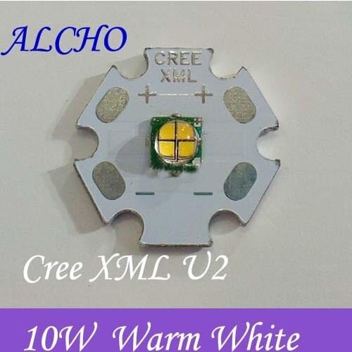 5pcs Cree XML U2 High Power 10W LED Warm White with 20mm star base DC 12V 13V for DIY