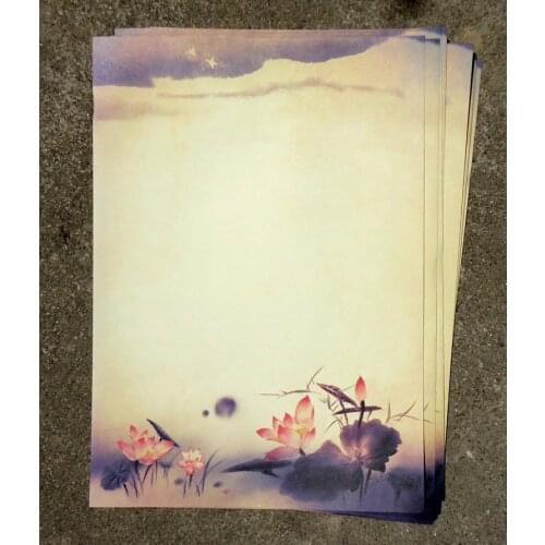 80pcs Chinese ink painting traditional ancient classical lotus flower Letter Pad / Paper vintage gift souvenir writing paper
