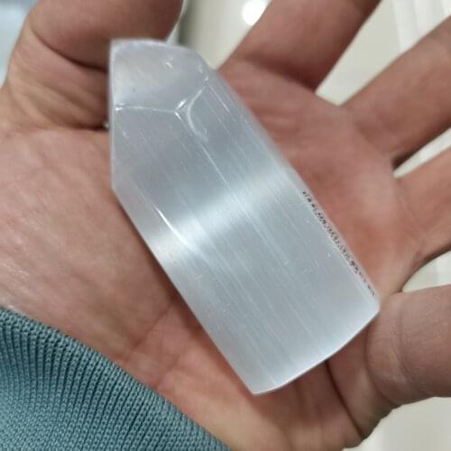 8cmNatural Stone Mineral Columnar White Gypsum Pointed Single Columnar Raw Ore Home Decoration Healing Crystal Energy Promotion