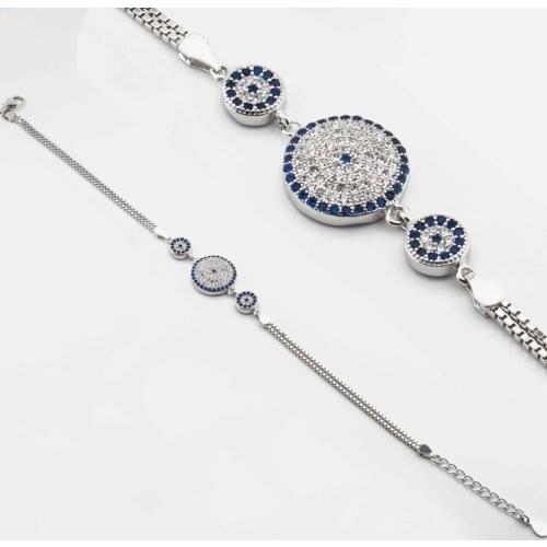 925 Sterling Silver Bracelet with Zircon Stone and Evil Eye Design