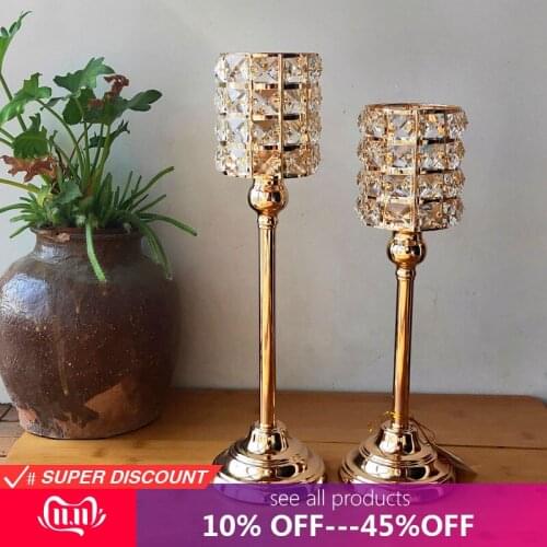 Free shipping Rose Gold Crystal Candle Holder Wedding Decoration Table Centerpieces Candelabra Birthday Party Holder Home Decor