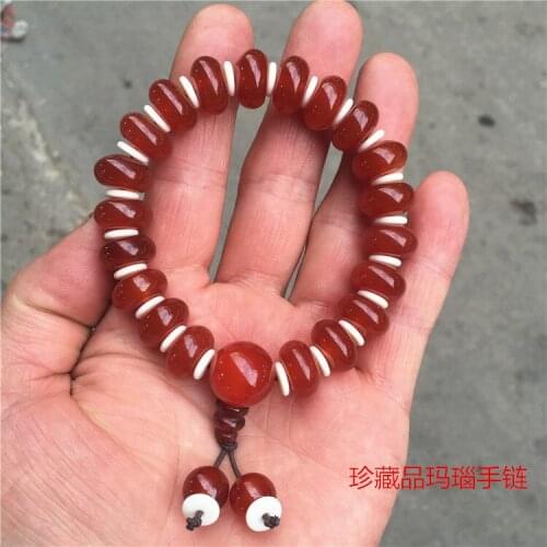 Natural red agate jade beads bracelet handcarved jade bangle real jade bracelets natural jade stone for women men