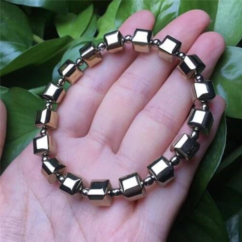 Natural pyrite Bracelet Sugar Cubes Shape Bead Bracelets For Women Men Crystal Fashion парные браслеты