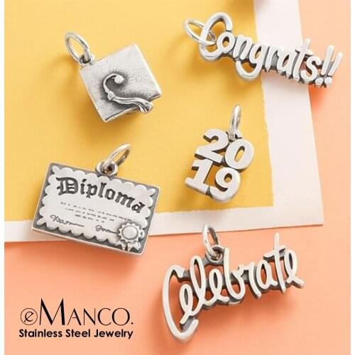 EManco Accessories Stainless Steel Campus series Pendant Book stationery style Charms for Diy Necklace Bracelet Jewelry Making