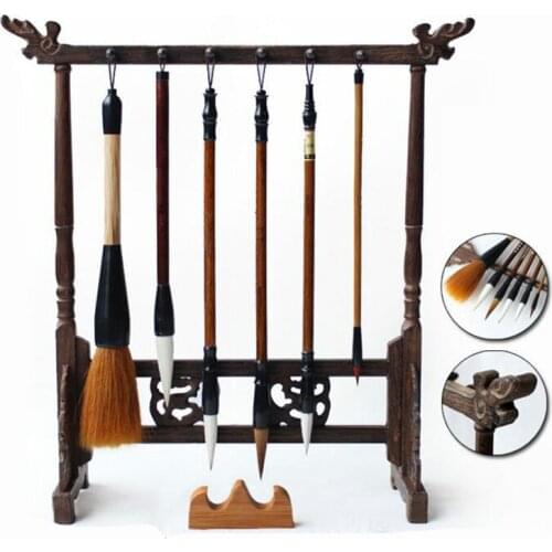 Chinese Calligraphy Brush Pen Hanger 12 Hooks Chicken-wing Wood Brush Pen Hanging Pen Rest Chinese Painting Calligraphy Supplies
