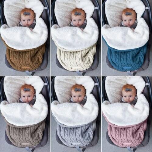 Baby Sleeping Bag Plus Velvet Thicken Winter Blanket Baby Stroller Swaddle Envelope Woven Sleeping Bag Warm Blanket Quilt
