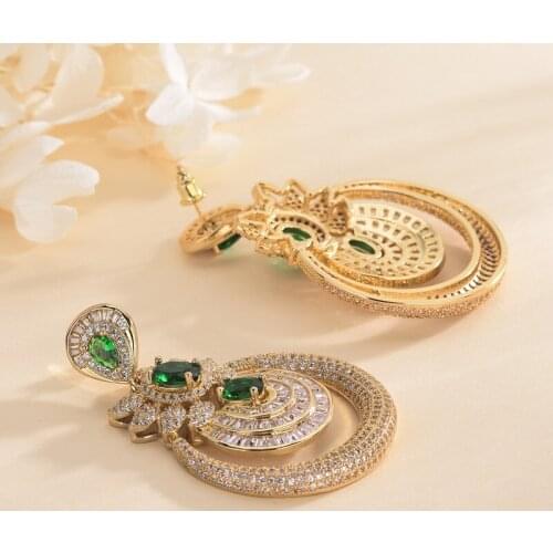 European and American designers trendy fashion geometric dangle earrings womens accessories full cubic zirconia earrings women