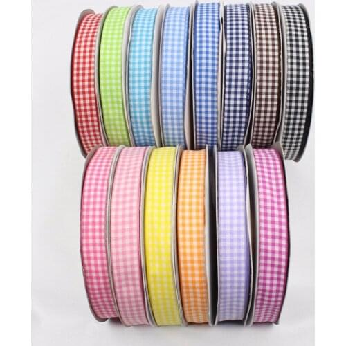 GZ15mm 10yard/lot 14Color choose Lattice Muslin Ribbons Printed Organza Wedding Accessories DIY handmade materials Gift