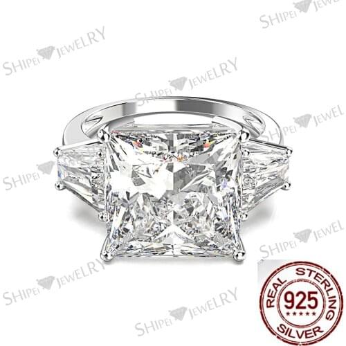 Princess cut 6ct Moissanite Diamond Ring 100% Original 925 sterling silver Engagement Wedding band Rings for Women Jewelry
