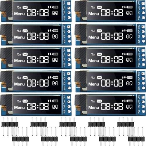 Top 10 Set OLED Display Module SSD1306 Driver IIC I2C Serial Self-Luminous Display Board for Arduino Raspberry PI