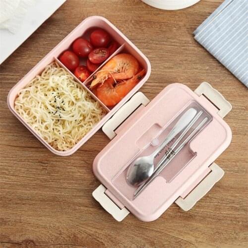 Wheat Straw Lunch Box Creative Fashion Microwave Sealed Lid Tableware Bento Box Food Container Multi-functional Lattice Durable