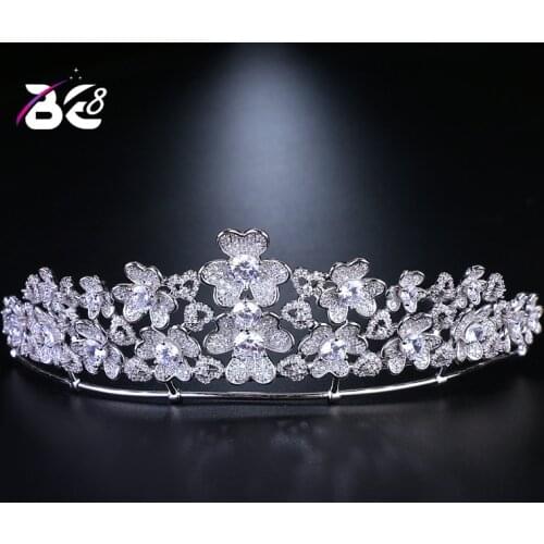 Be 8 Hot Fashion Beauty Flower Full AAA CZ Sparkling Hair Jewelry Bride Tiara Crown Party Show Acessorios Para Cabelo H082