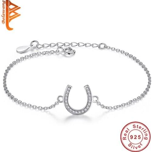 Wholesale Silver U-shaped Pendant Bracelet Pure 925 Sterling Horseshoe Clavicle Chain Bracelet For Women
