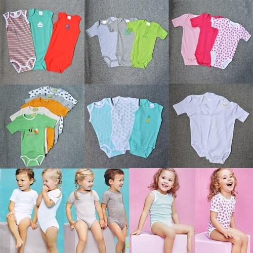 Original Single Pure Cotton Short Sleeve Male Girl Baby Triangle Kazakhstan Clothing Package Fart. Lin Tai Pajamas Three-piece