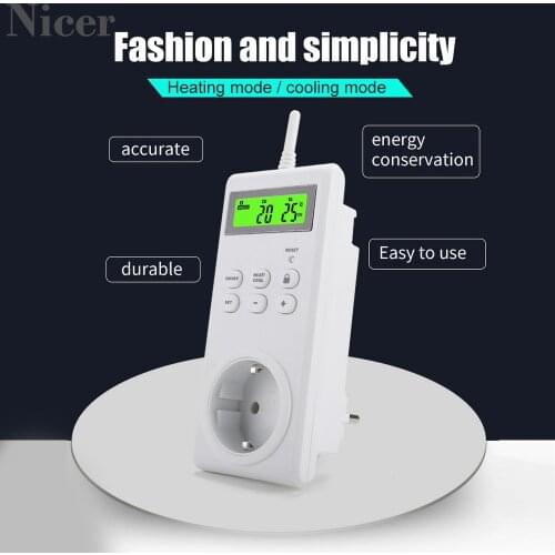 Programmable Wireless Thermostat Socket Timer Digital Temperature Controller Outlet LCD Display Freely Switch Between ℃ And