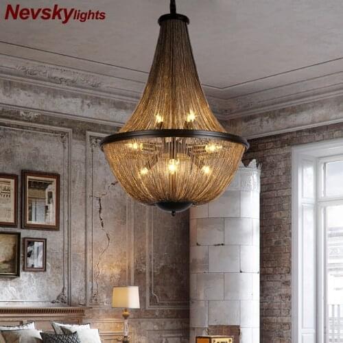 Luxury loft chandeliers lighting living room chandelier ceiling with brown fringe bedroom metal retro villa chandelier for hall
