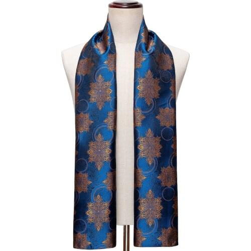 Luxury Mens Scarf Blue Jacquard 100% Silk Autumn Winter Casual Business Suit Shirt Scarf for Women Male 160*50cm Barry.Wang