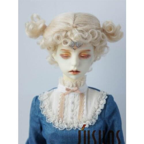 JD269 1/4 1/3 MSD SD Fashion BJD Mohair Doll Wig for Size 7-8inch 8-9inch Doll Lovely Double Bowl Doll Hair