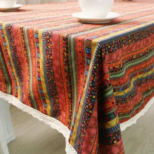 Cotton and Linen Tablecloth Ethnic Style Bohemian Tablecloth Linen Tablecloth Tablecloth Cover Coffee Table for Living Room