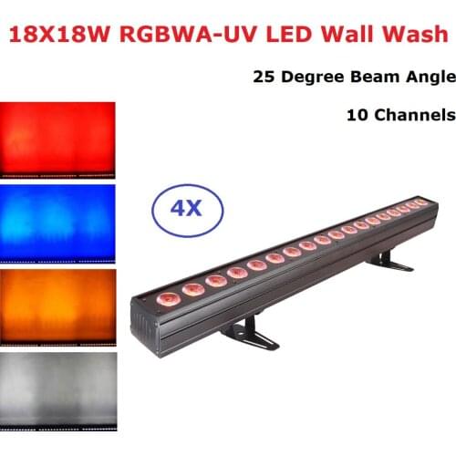LED Bar Light 18X18W RGBWA-UV 6IN1 LED Wall Wash Light DMX 512 Control Dj Wash Effect Stage Light For Disco Light Party Clubs