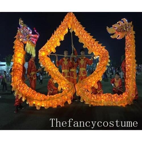 6m Size 4 Led lights fabric DRAGON DANCE parade ornament traditional Culture Chinese Spring Day Folk Festival KungFu New Year
