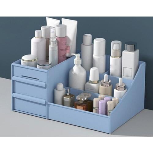 Waterproof Cosmetic Case Plastic Cosmetic Box with Drawers Large Capacity Desktop Storage Makeup Organizer for Home for Women