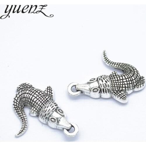 YuenZ 15pcs Metal Antique Silver color Crocodile Charms Pendant For Necklace Bracelet Earring diy Jewelry Making 26*20mm D7116