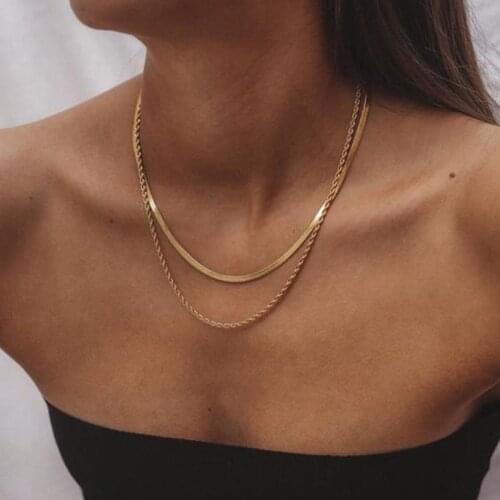 Women Chain Necklaces, Chic Minimalist Trendy Street Girls Candid Neck Jewelry, Elegant Cool Punk Vintage Summer Layers Jewelry