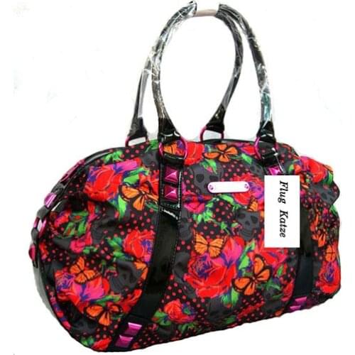 Skeleton garden Floral women designer high quality rivet Red Roses big female bag ladys bolsas femininas Mexican skull bag