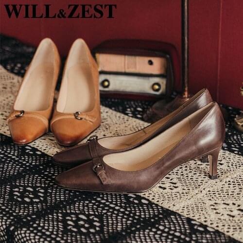 Will&Zest High Heels Strap Pumps Women Office Lady Shoes Sexy Leather Metal Designer Fashion 2020 Summer Assuredly Party Shoes