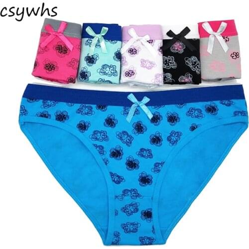 CSYWHS 5PCS/Lot Women Underwear Cotton Sexy Low Waist Print Panties Hipster Briefs Ladies Knickers Lingerie for Women M L XL