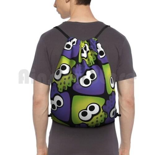 Splatoon Squids Backpack Drawstring Bag Riding Climbing Gym Bag Splatoon Squid Kid Cute Cool Video Games Game Wii Wii U