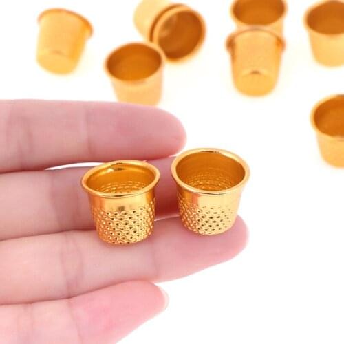 10pcs/lot Gold Color Sewing Thimbles Metal Finger Protector Tools DIY Craft Accessories Wholesale