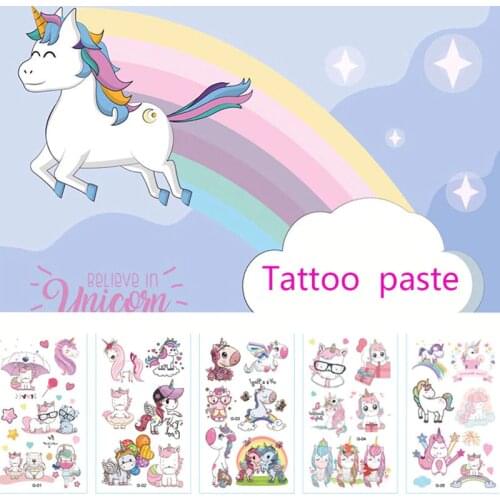 10pcs Cartoon Unicorn Tattoo For Kid Cute Fake Taty Children Tatouage Temporaire Body Art Waterproof Temporary Tattoo Sticker